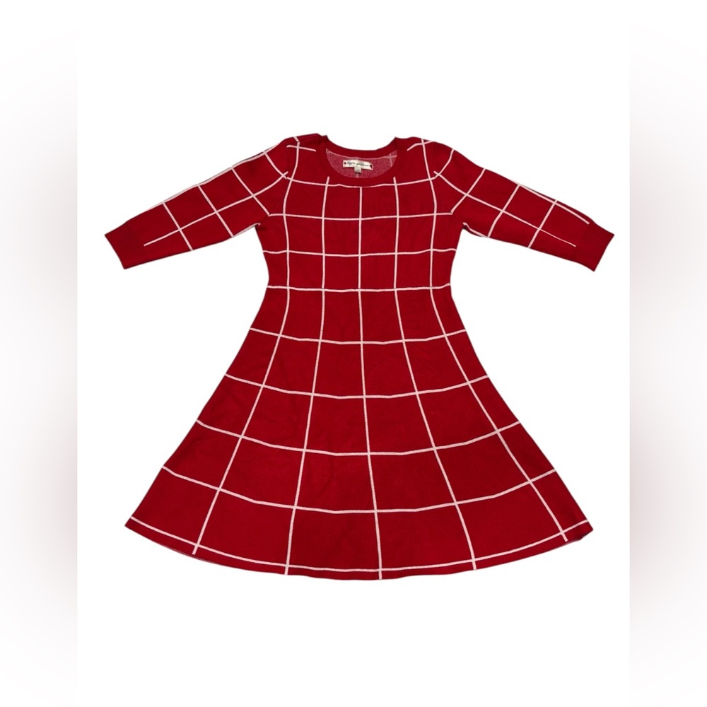 Poppies and Roses Dress Girls Size 14 weater Knit Red and  Pattern Christmas